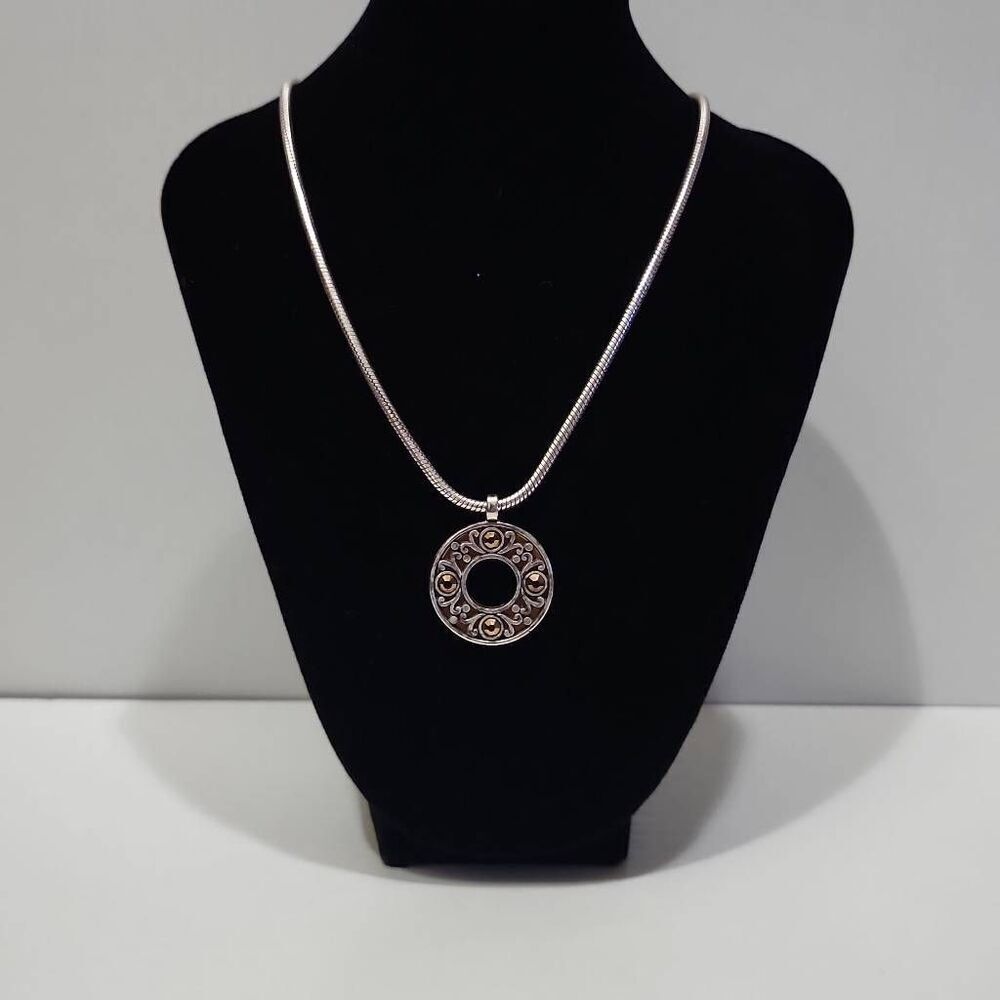 Brighton Sacred Circle Topaz Two Tone Retired Pendant Necklace